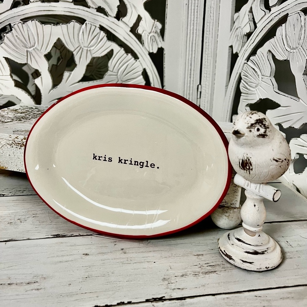 Rae Dunn Decorative Ceramic Christmas Plate “Kris Kringle”, Holiday Decor